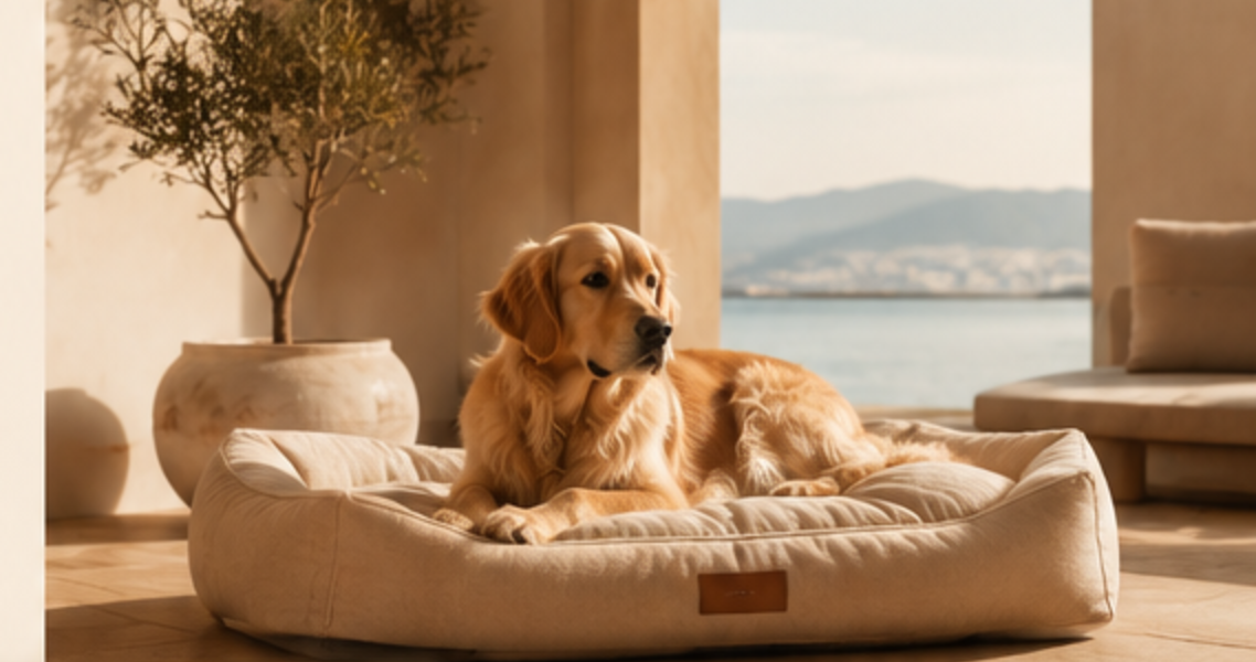 Dog sleeping peacefully in a warm sunlit interior